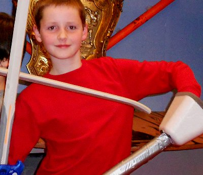 Grandson Riley carrying messages in Joust.