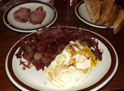 Corned Beef Pub Hash from Oddfellas Pub and Restaurant in Auburn, Washington.