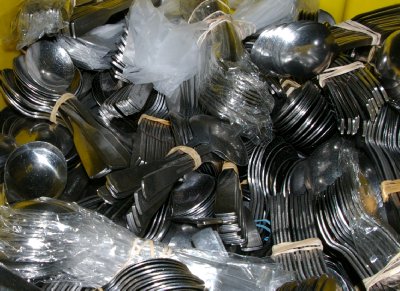 Soup spoons at the outlet store at Bargreen-Ellingson in Everett, Washington.