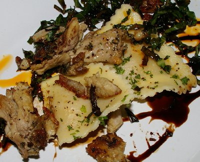 The cured pork roast and ravioli from the Acqua Via Restaurant in Olympia, Washington.