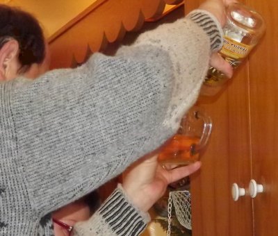 Margaritas being made.