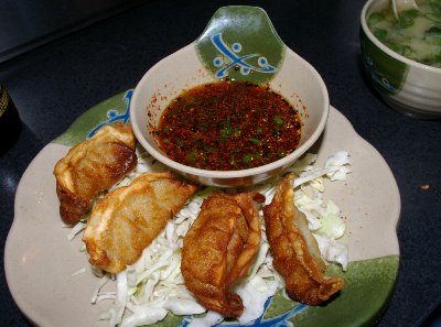 Pot stickers from Sushi Town/Trapper Sushi in Puyallup, Washington.